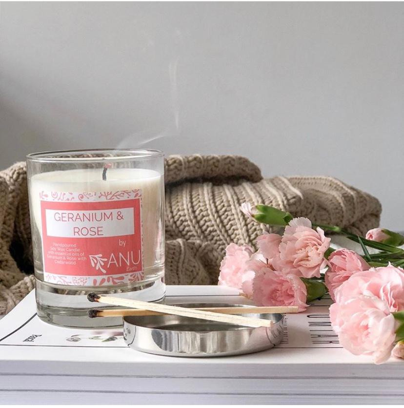 Geranium and Rose Candle - Classic Glass